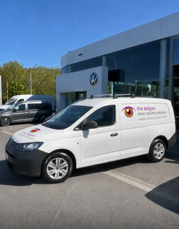 Servicewagen van The Belgian bij een klantlocatie